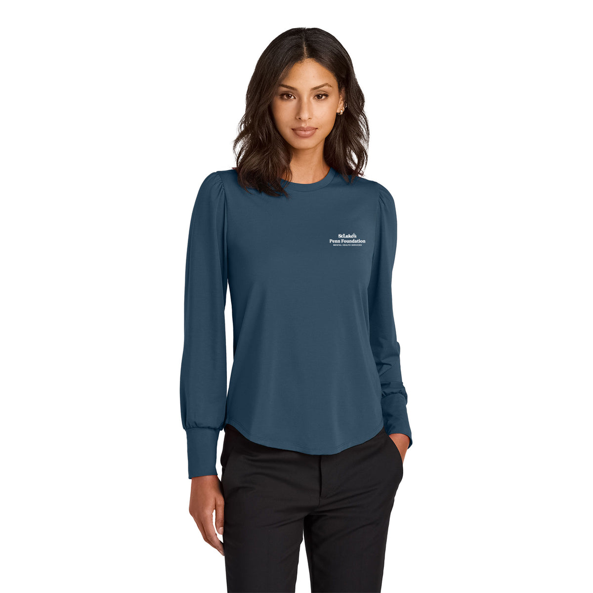 Mercer+Mettle Women’s Stretch Jersey Long Sleeve Blouson Top - MM1019