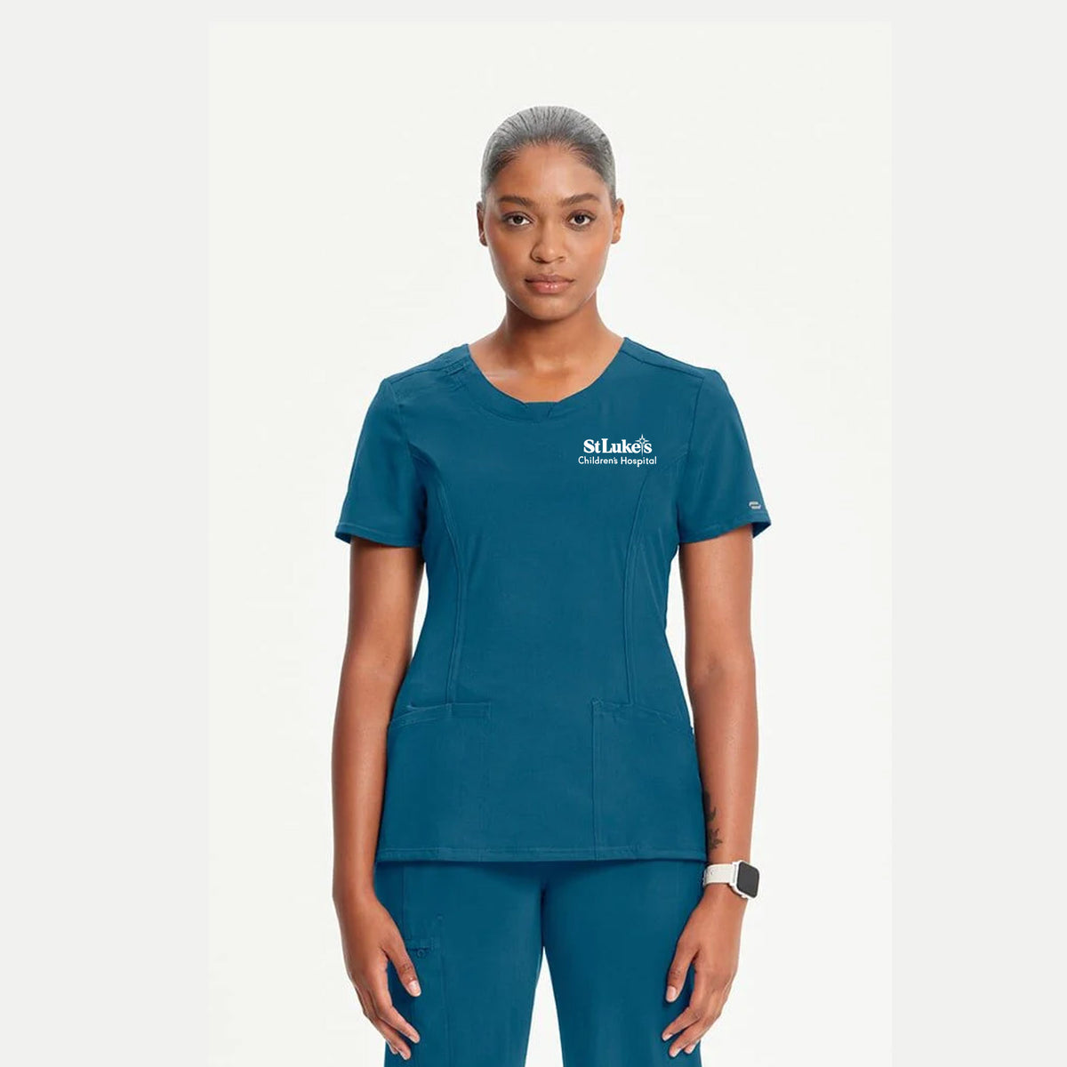 Cherokee Infinity Women's Split Round Neck Solid Scrub Top - 2624A