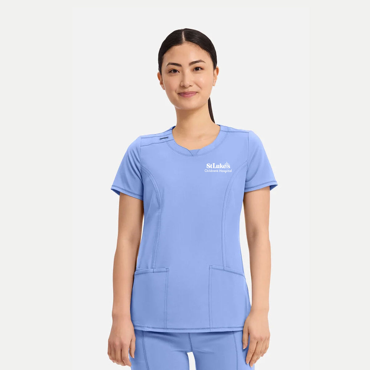 Cherokee Infinity Women's Split Round Neck Solid Scrub Top - 2624A