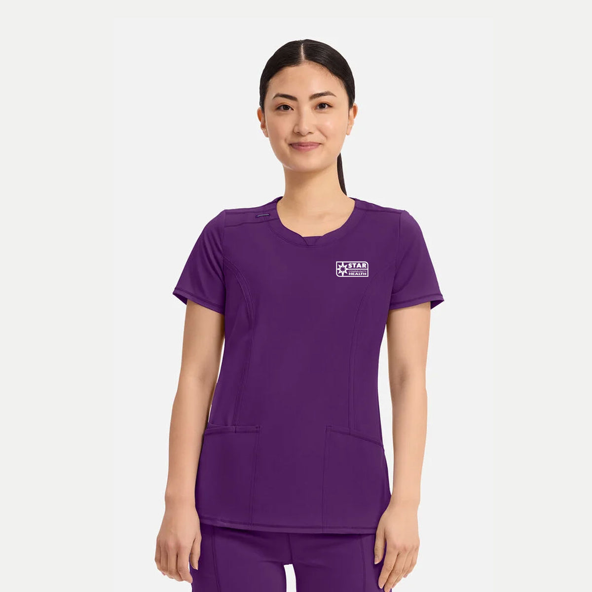 Cherokee Infinity Women's Split Round Neck Solid Scrub Top - 2624A