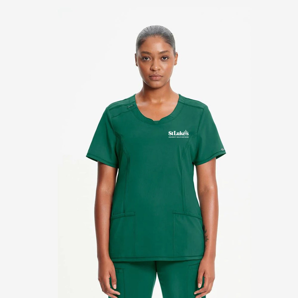 Cherokee Infinity Women's Split Round Neck Solid Scrub Top - 2624A