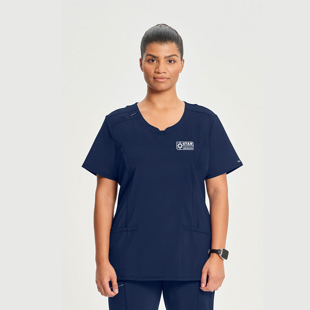 Cherokee Infinity Women's Split Round Neck Solid Scrub Top - 2624A