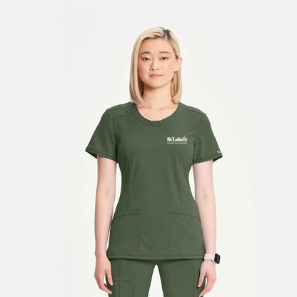 Cherokee Infinity Women's Split Round Neck Solid Scrub Top - 2624A