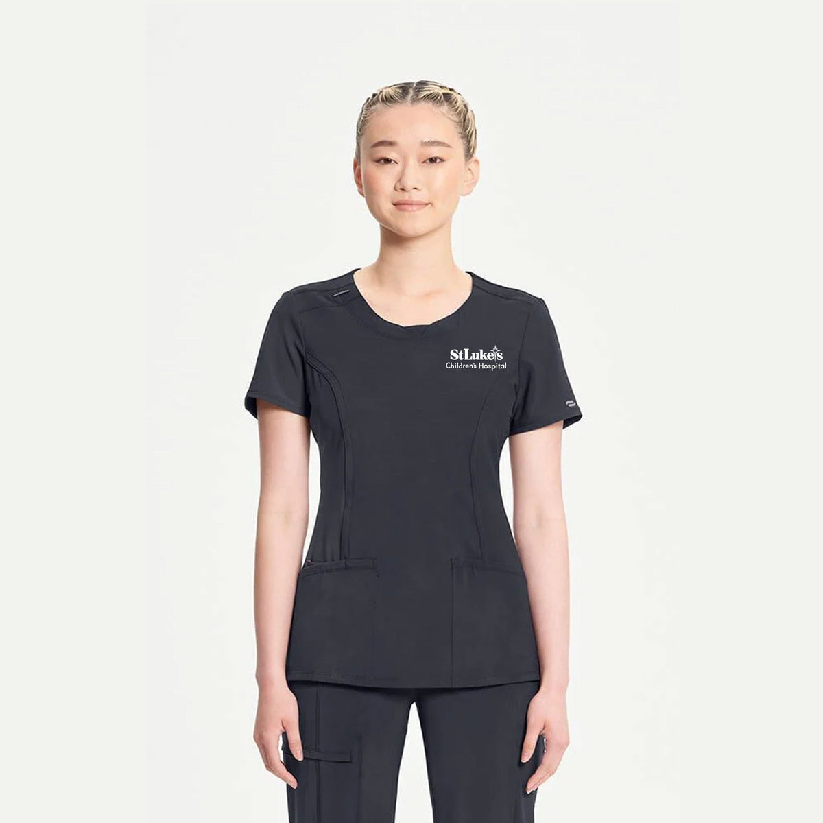 Cherokee Infinity Women's Split Round Neck Solid Scrub Top - 2624A