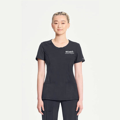 Cherokee Infinity Women's Split Round Neck Solid Scrub Top - 2624A
