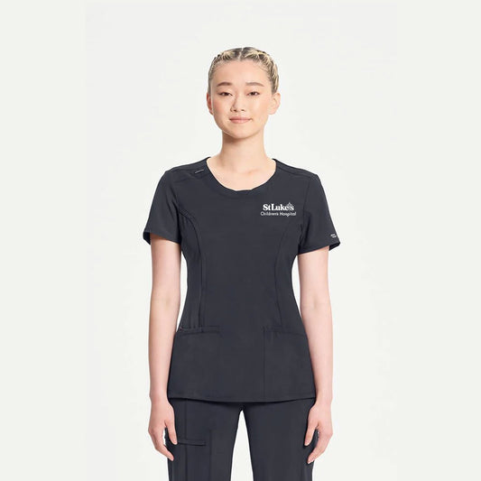 Cherokee Infinity Women's Split Round Neck Solid Scrub Top - 2624A