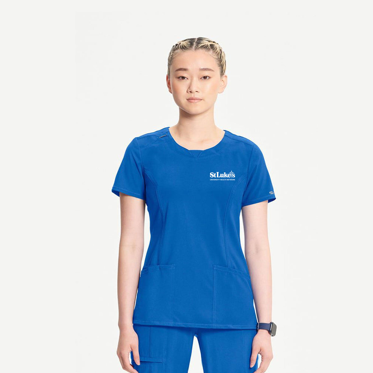 Cherokee Infinity Women's Split Round Neck Solid Scrub Top - 2624A