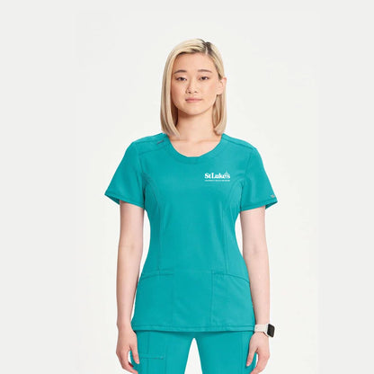 Cherokee Infinity Women's Split Round Neck Solid Scrub Top - 2624A
