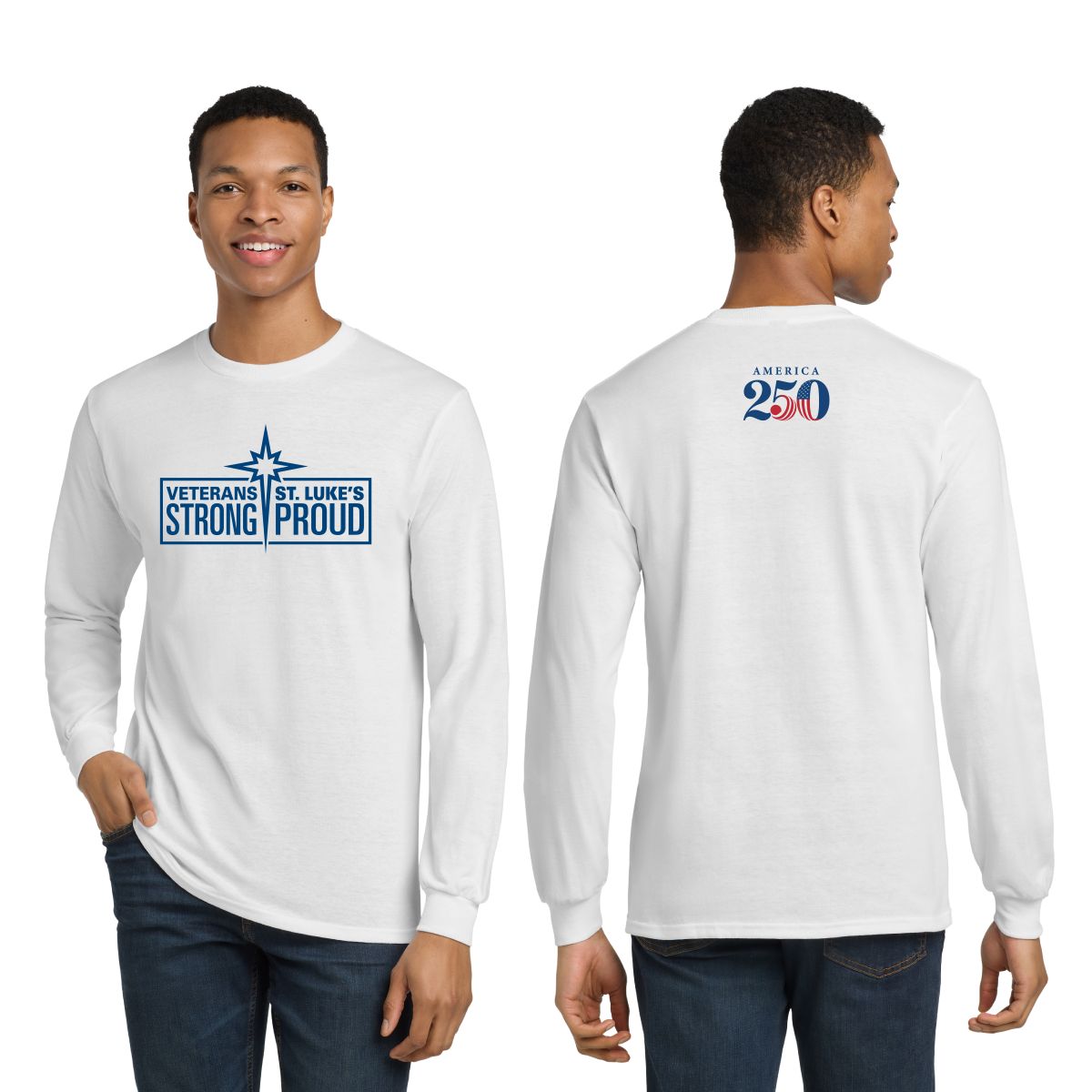 St. Luke's Proud DryBlend 50/50 Long Sleeve T-Shirt - 8400 - Veteran
