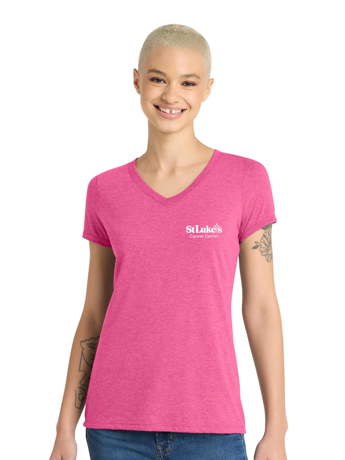 District Women’s Perfect Tri V-Neck Tee - DM1350L - Cancer Center