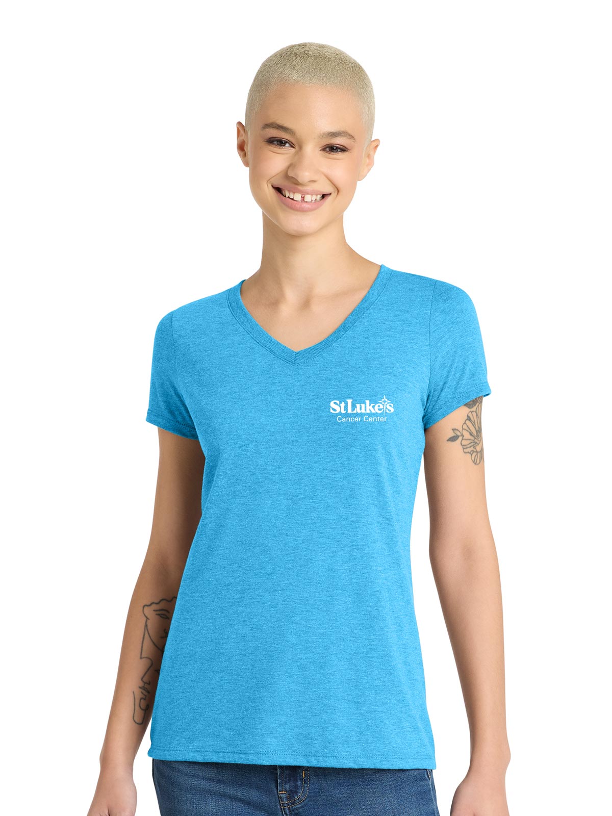 District Women’s Perfect Tri V-Neck Tee - DM1350L - Cancer Center