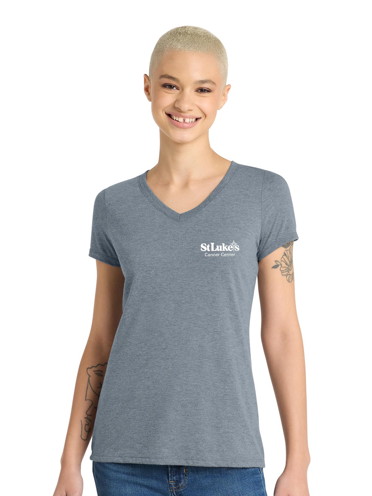 District Women’s Perfect Tri V-Neck Tee - DM1350L - Cancer Center