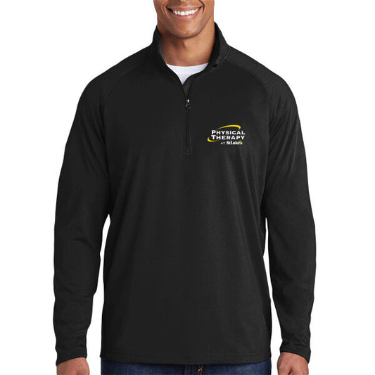 Black long-sleeve shirt with a logo on a white background