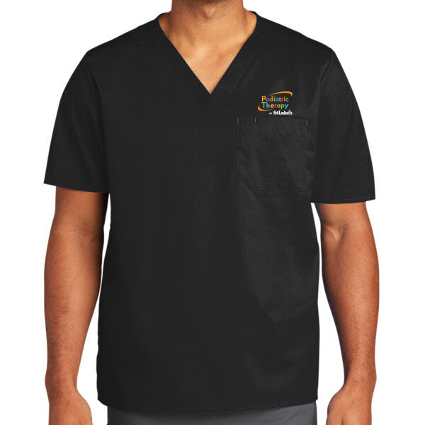 Unisex WorkFlex Chest Pocket V Neck Top - WW3160 - SLPT
