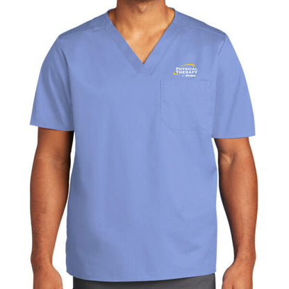 Unisex WorkFlex Chest Pocket V Neck Top - WW3160 - SLPT