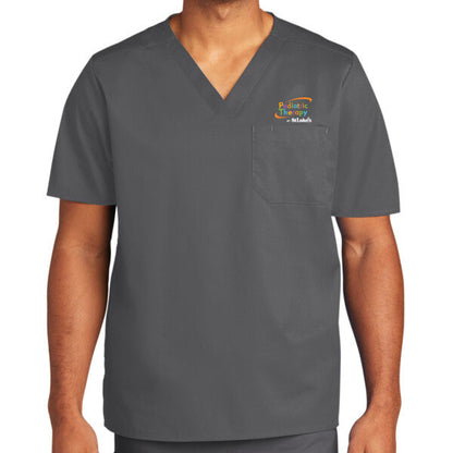 Unisex WorkFlex Chest Pocket V Neck Top - WW3160 - SLPT