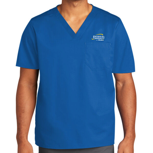 Unisex WorkFlex Chest Pocket V Neck Top - WW3160 - SLPT