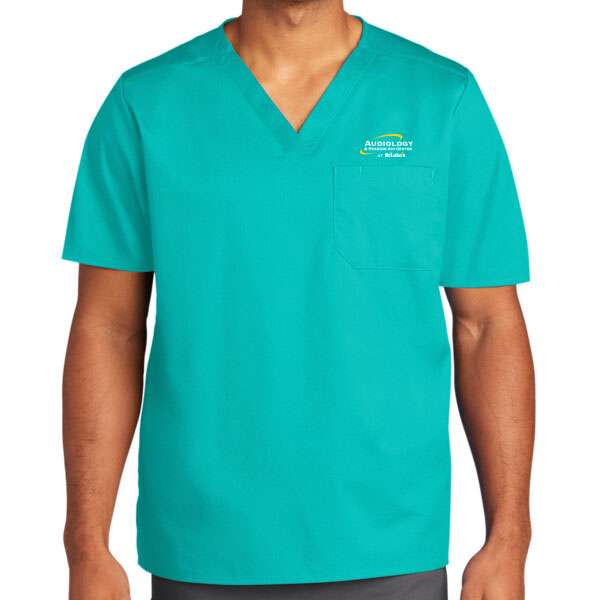 Unisex WorkFlex Chest Pocket V Neck Top - WW3160 - SLPT