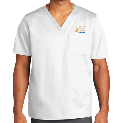 Unisex WorkFlex Chest Pocket V Neck Top - WW3160 - SLPT