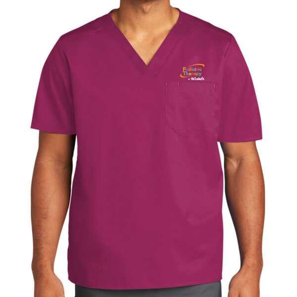 Unisex WorkFlex Chest Pocket V Neck Top - WW3160 - SLPT