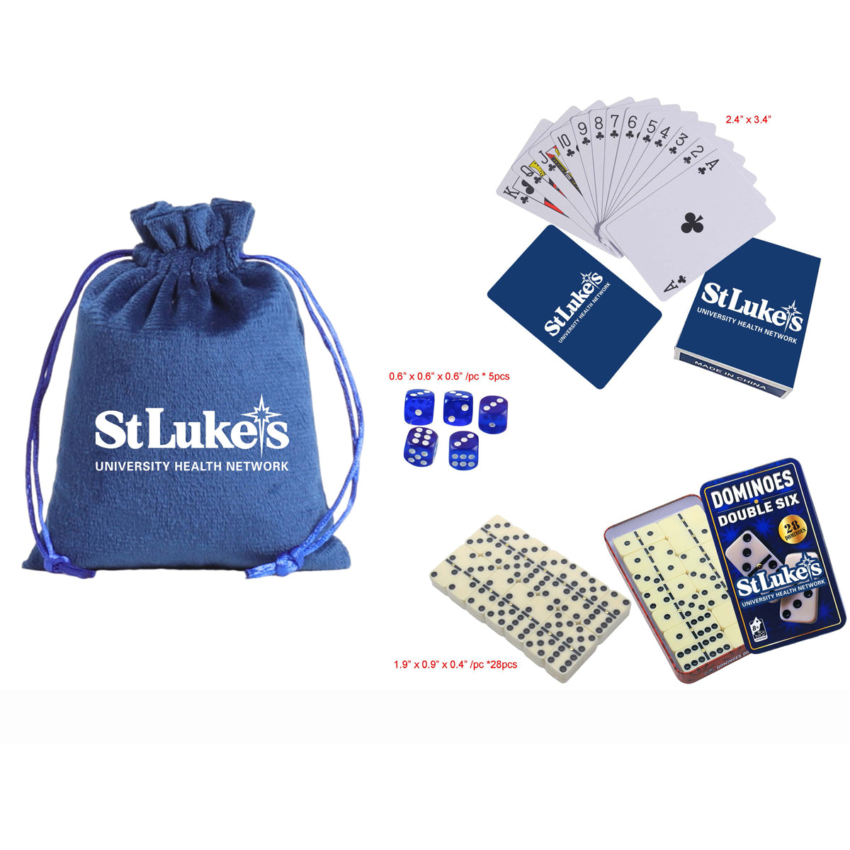 St Luke's Playing Cards, Dominos and Dice in a Bag
